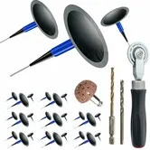 Tire Repair Patch Tool Kit Including 24Pcs Tire Patch Plugs,Tungsten Buffing Wheel,Tire Patch Roller With 4Mm Twist Drill Bits For Vehicle