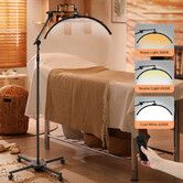 LED Beauty Floor Lamp Fill Light Half Moon Salon Tattoo Eyelash Extensions Lash Tech Facial Nail Skincare Makeup Tool Adjustable Brightness High CRI