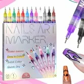Fine Tips 3D Nail Art Pens, 12 Colors 0.5 MM Nail Markers for Nail Art for Home Salon Quickly Dry Nail Art Point Graffiti Dotting Drawing Painting Liner