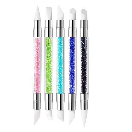 5 Pcs Nail Art Sculpture Pen Acrylic Dual Tipped Brushes for Resin Nail Art Tools for Design Nail Foil Carving Drawing Effect Shaping Drawing Nail Tools