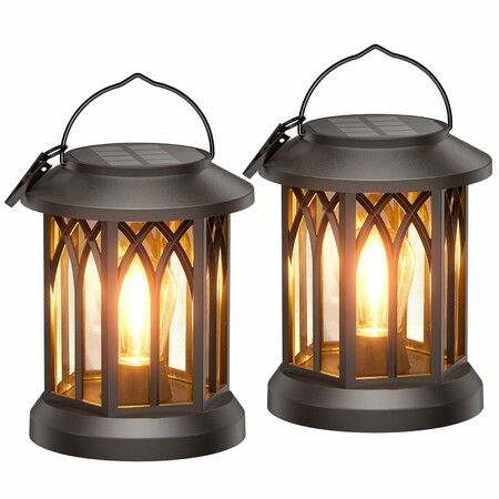 Solar Lanterns Outdoor Waterproof,Upgraded Bright Hanging Solar Lights,Solar Powered Lanterns Lighting LED 2 Pack (Warm Light)