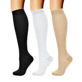 3 Pack Compression Socks for Women & Men Circulation 15-20 mmHg is Best Support for Running Cycling Athletic Sports L/XL (Black White Nude)