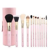 Travel Makeup Brush Set White 12pcs Makeup Brushes Premium Synthetic Hair Professional Foundation Powder Contour Blush Cosmetic Eye Brush Sets, Pink