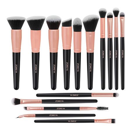 Makeup Brush Set, 15 Pcs Premium Synthetic Foundation Concealers Eye Shadows Make Up Brush, Eyeliner Brushes, Rose Gold