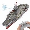 RC Boat Warship with Water Spray,16-in Battleship Aircraft Carrier with 2 Batteries,20KMH High Speed Remote Control Ship for Pool & Lake