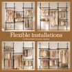Floor to Ceiling Garment Rack Adjustable No Drill Wardrobe Organiser Clothes Rail Storage 5 Hanging Bars Wire Basket Bedroom Laundry Wall In Closet
