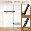 Floor to Ceiling Garment Rack Adjustable No Drill Wardrobe Organiser Clothes Rail Storage 5 Hanging Bars Wire Basket Bedroom Laundry Wall In Closet