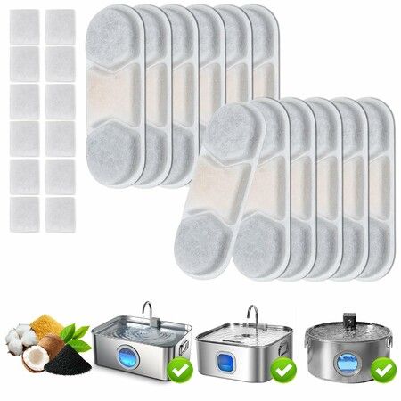 12 Pack Dog Water Fountain Filter for 12L Stainless Steel Fountain,Dog Water Filter Replacement for Automatic Water Dispenser