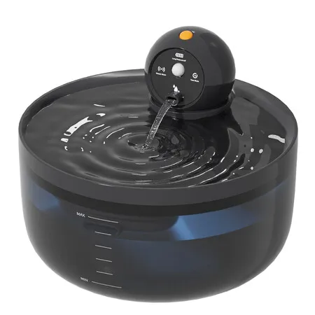 3L Rechargeable Battery Operated Pet Water Fountain Motion Sensor Cat Drinking Dispenser with 3 Working Modes,Ultra Quiet Black Bowl