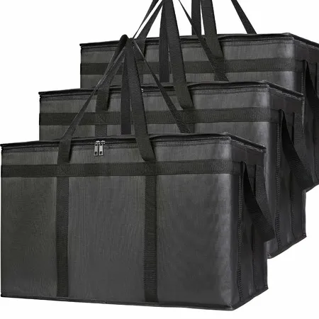 3 Pack Large 79L Thermal Insulated Bags, Dual Access Hot Cold Food Carrier for Delivery Catering Shopping