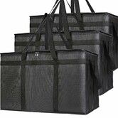 3 Pack Large 79L Thermal Insulated Bags, Dual Access Hot Cold Food Carrier for Delivery Catering Shopping