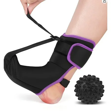 Plantar Fasciitis Night Splint Sock With Massage Ball,Heavy Duty Achilles Tendonitis Foot Drop Support,Elastic Tension Strap For Foot Relax