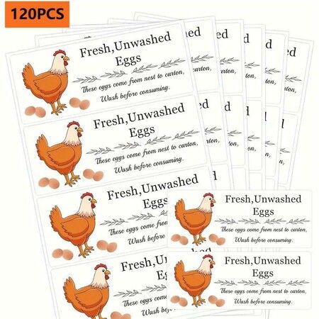 120Pcs Unwashed Chicken Quail Duck Egg Carton Stickers Farm Fresh Eggs Carton Packaging Handling Instructions Stickers For Farm Fresh Business