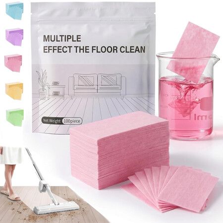 Multi-Surface Floor Cleaner Tablet,Multi-Effect Floor Cleaning Sheets Wood Cleaner Tablets for Mopping Luxury Vinyl Plank Wood Flooring Deep Cleans 100PCS