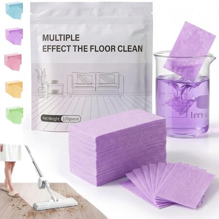 Multi-Surface Floor Cleaner Tablet,Multi-Effect Floor Cleaning Sheets Wood Cleaner Tablets for Mopping Luxury Vinyl Plank Wood Flooring Deep Cleans 100PCS