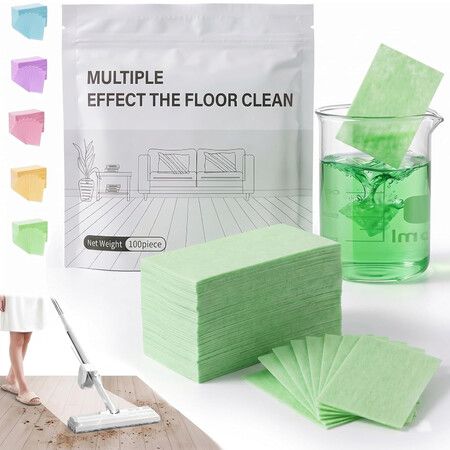 Multi-Surface Floor Cleaner Tablet,Multi-Effect Floor Cleaning Sheets Wood Cleaner Tablets for Mopping Luxury Vinyl Plank Wood Flooring Deep Cleans 100PCS