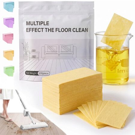 Multi-Surface Floor Cleaner Tablet,Multi-Effect Floor Cleaning Sheets Wood Cleaner Tablets for Mopping Luxury Vinyl Plank Wood Flooring Deep Cleans 100PCS