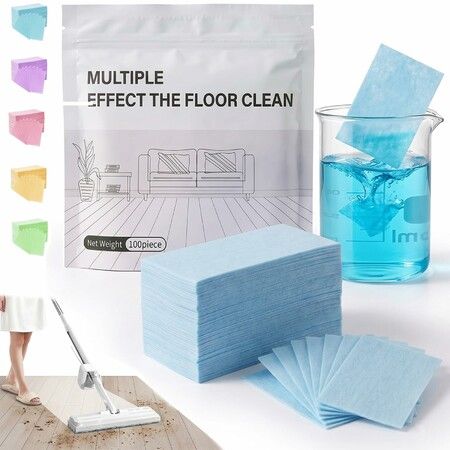 Multi-Surface Floor Cleaner Tablet,Multi-Effect Floor Cleaning Sheets Wood Cleaner Tablets for Mopping Luxury Vinyl Plank Wood Flooring Deep Cleans 100PCS