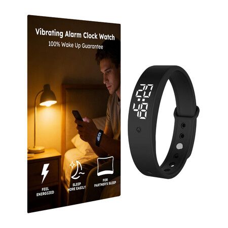Vibrating Alarm Clock Watch for Heavy Sleepers,Silent Wake Up Bracelet & Smart Wristband,Wearable Vibration Wrist Alarm,Non-Audible Sleep Wristband