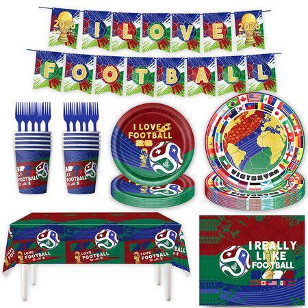 World Soccer Party Decorations Set, 76 Pcs Soccer Supplies Kit for Watch Parties, Championship Game Day Soccer Fan Gatherings
