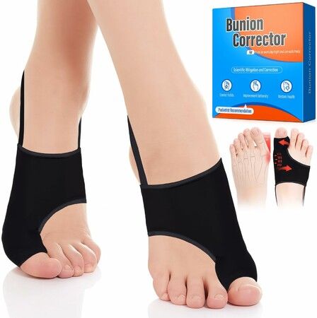 2PCS Bunion Corrector for Women & Men Toe Alignment Corrector with Splint & Pads,Toe Separator,Upgrade Anti Slip Gel Strap for Big Toe Straightener