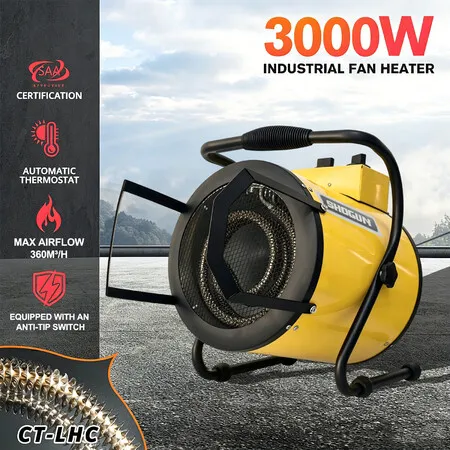 Electric Fan Heater Industrial Portable Room Space Carpet Dryer 3000W Hot Air Blower 2IN1 for Workshop Warehouse Office Fast Heating SAA Free Standing