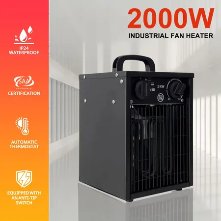 Industrial Electric Fan Heater Portable Room Carpet Dryer Forced Warm Hot Air 2000W Fast Heating Standing SAA for Warehouse Workshop Farm Garage Space