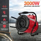 Industrial Electric Fan Heater 3000W Portable Hot Air Blower Carpet Dryer 2 in 1 Fast Heating Workshop Warehouse Garage Space SAA Approved Freestanding