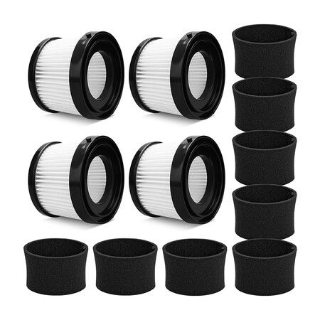 4 Pcs DCV501HB DCV5011H Replacement HEPA Filters with 8 Pcs Foam Sleeve Filters, Compatible With DEWALT 20V Vacuum Cordless Handheld Vacuum Filter