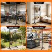 Mobile Grid Wall Display Stand Floor Standing Retail Shop Rack Mesh Wire Panel with 10 Hooks and Wheels for Market Exhibition Art Show 190x95x42.5cm
