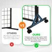 Mobile Grid Wall Display Stand Floor Standing Retail Shop Rack Mesh Wire Panel with 10 Hooks and Wheels for Market Exhibition Art Show 190x95x42.5cm