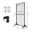 Mobile Grid Wall Display Stand Floor Standing Retail Shop Rack Mesh Wire Panel with 10 Hooks and Wheels for Market Exhibition Art Show 190x95x42.5cm