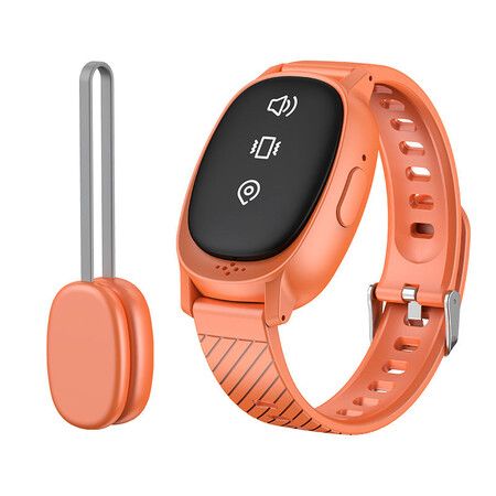 Wireless Bed Wetting Alarm Watch Style Wristband Potty Trainer with Vibration Voice Light Alert Anti Loss Tracking 20 Days Standby for Kids Elderly, Orange