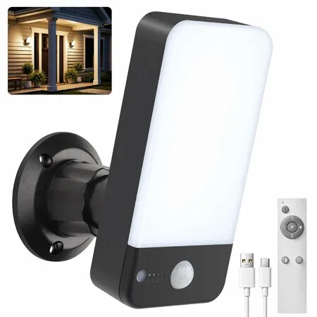 Motion Sensor Outdoor Lights, 800LM Super Bright Rechargeable Motion Sensor Light, 3 Modes Remote Control Lights for Porch Garage Patio