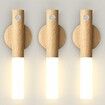 3 Pack Wooden Motion Sensor Lights, Rechargeable LED Wireless Magnetic Battery Operated Wall Sconce, Portable Decor Torch Night Lighting for Bedroom