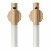2 Pack Wooden Motion Sensor Lights, Rechargeable LED Wireless Magnetic Battery Operated Wall Sconce, Portable Decor Torch Night Lighting for Bedroom