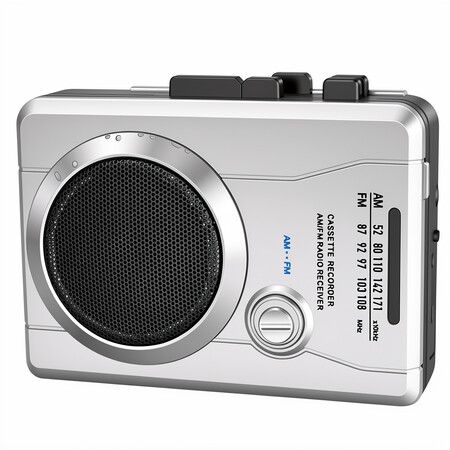 Portable Cassette Player Recorder Vintage AM FM Radio, Handheld Compact Cassette Player Stereo with Built-in Speaker and Microphone