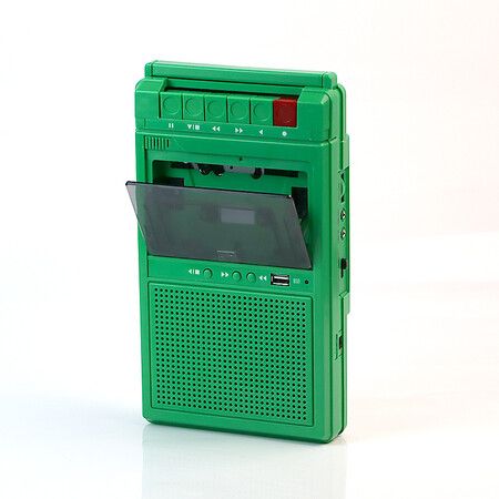 Handheld Retro Stereo Tape Player Music Sound Auto Reverse with USB Port Green