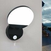 LED Modern Motion Sensor Outdoor Lights Fixtures Round 18W Wall Sconce Light Exterior Porch Lights for Patio Garage Doorway Black