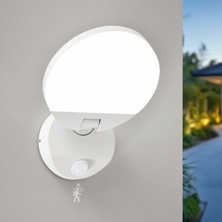 LED Modern Motion Sensor Outdoor Lights Fixtures Round 18W Wall Sconce Light Exterior Porch Lights for Patio Garage Doorway White