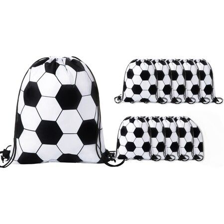 10Pcs Soccer Drawstring Bags, Sports Backpack Gym Sackpack For Kids,Theme Birthday Party Favors Goodie Bags,Team Sport Gift