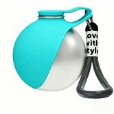 2 In 1 Portable Dog Water Bottle with Bowl,10oz Stainless Steel Travel Pet Water Dispenser,No-Spill Leak-Proof Design with Silicone Bowl,Blue