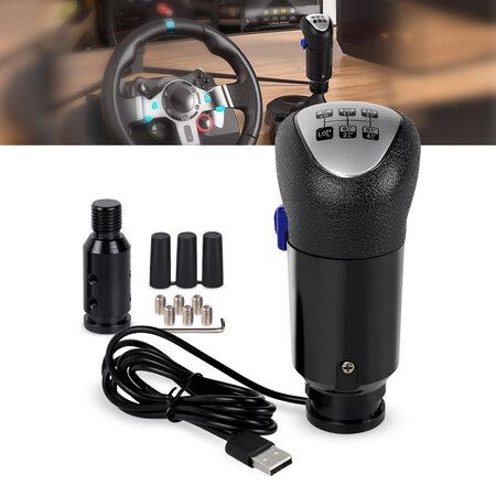 USB PC Sim Racing Shifter Knob for ATS ETS2,Truck Simulator Gearshift Compatible with Logitech G29 G920 G923 Thrustmaster TH8A Fanatec SQ