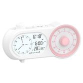 Digital Alarm Clock Visual Timer with 60 Minutes Countdown, 3 Alarms and Temperature Date Management Clock for Classroom Home Study Pink