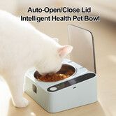 Automatic Cat Feeder With Infrared Sensor Lid, Motion Activated Flyproof Pet Food Bowl,Elevated Removable Stainless Steel Dish,Battery Powered