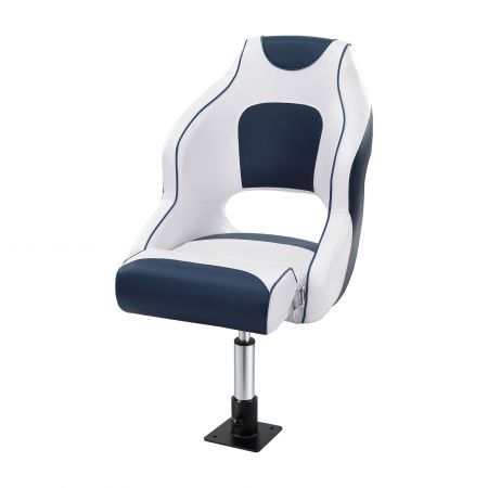 Seamanship Captain Bucket Boat Seats Flip Up Bolster Swivel 15cm Padding with Adjustable Pedestals 34鈥?6cm Blue