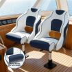 Seamanship Captain Bucket Boat Seats Flip Up Bolster Swivel 15cm Padding with Adjustable Pedestals 34鈥?6cm Blue
