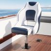 Seamanship Captain Bucket Boat Seats Flip Up Bolster Swivel 15cm Padding with Adjustable Pedestals 34鈥?6cm Blue
