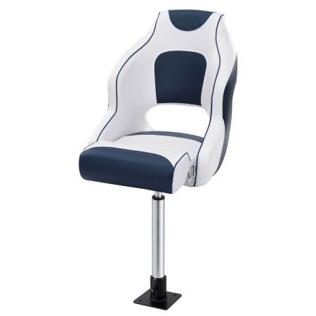 Seamanship Captain Bucket Boat Seats Flip Up Bolster Swivel 15cm Padding with Adjustable Pedestals 55鈥?5cm Blue