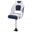 Seamanship Captain Bucket Boat Seats Flip Up Bolster Swivel 15cm Padding with Adjustable Pedestals 55鈥?5cm Blue